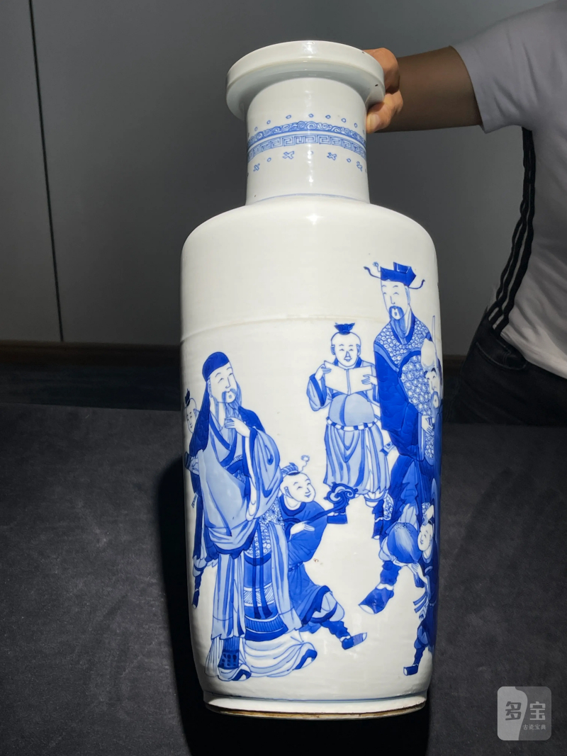 清康熙 青花福禄寿纹棒槌瓶 - 图2